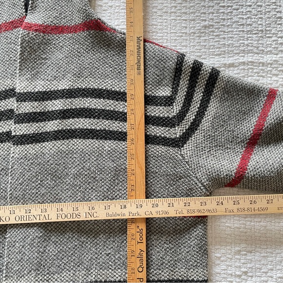 RD STYLE Cardigan W’s S Grey Hooded Cozy Open Front Longline Red Stripe Coatigan - Picture 11 of 12